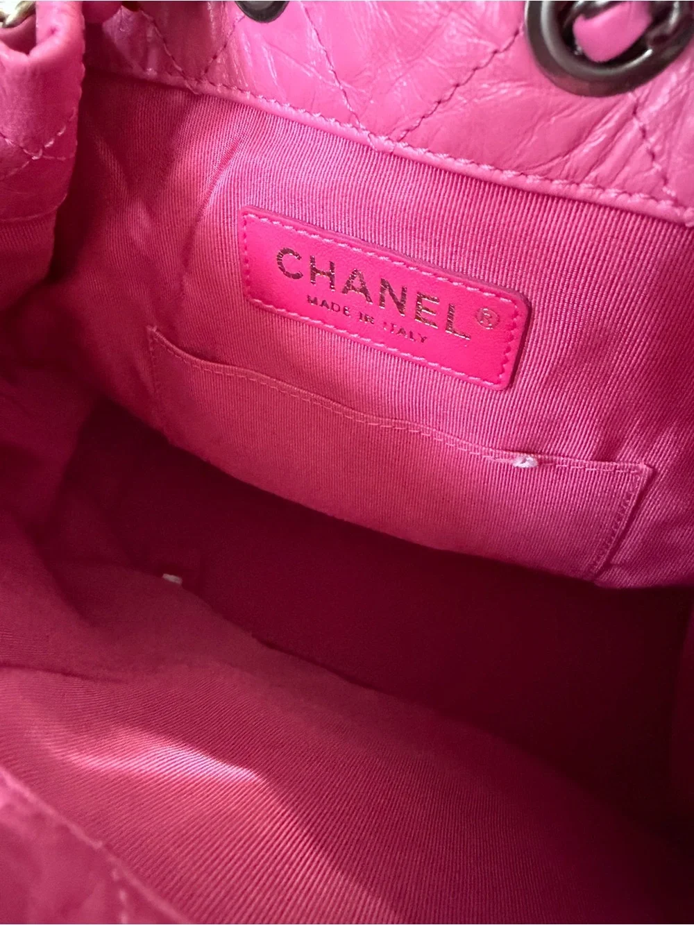 CHANEL Hot Pink Quilted Leather Drawstring Bucket Bag